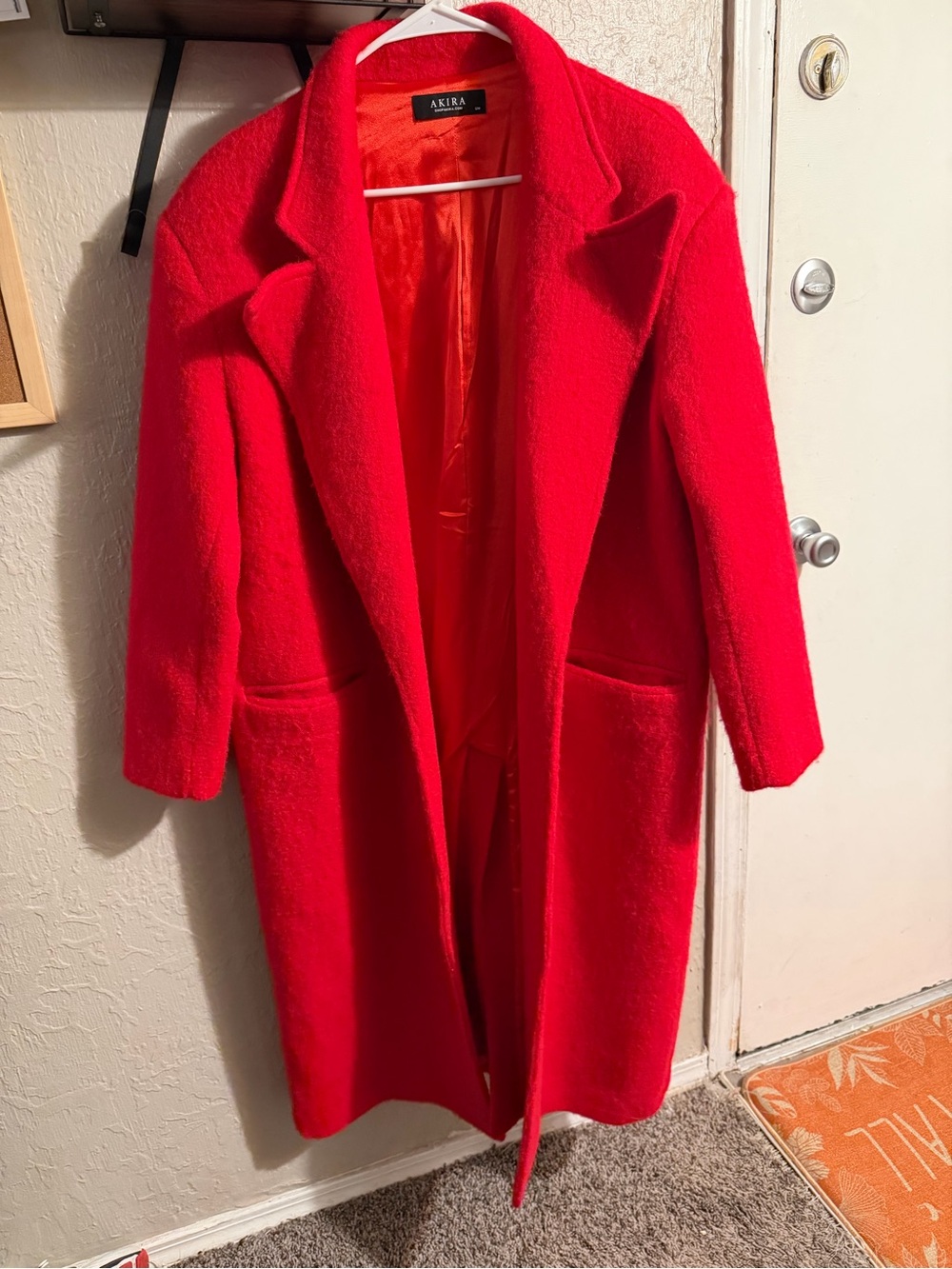 AKIRA Vibrant Red Long Trench Coat